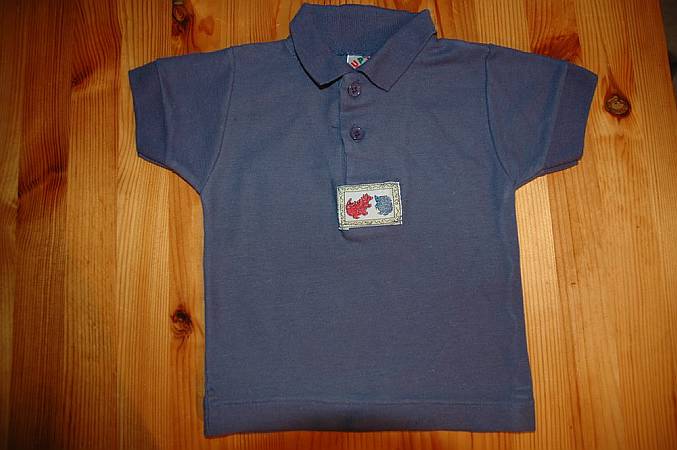 97.Blå T-shirt med krage - 74, 10 kr